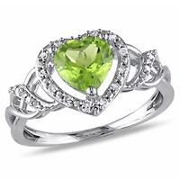 Julianna B Sterling Silver Peridot & Diamond Ring