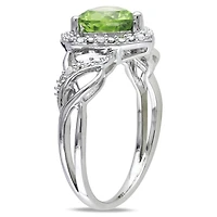Julianna B Sterling Silver Peridot & Diamond Ring