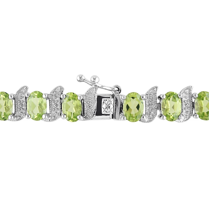 Julianna B Sterling Silver Peridot & Diamond Bracelet
