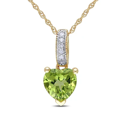 Julianna B 10K Yellow Gold Peridot & Diamond Pendant