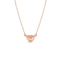 10K Rose Gold 18" Heart Diamond Cut Necklace