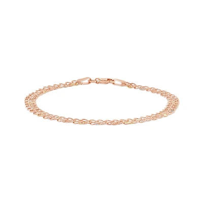 10K Tri-Colour Gold 7.5" Weaving Chain Bracelet