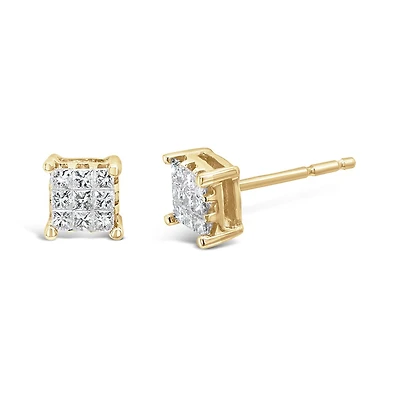 10K Yellow Gold Princessa 0.25CTW Diamond Earrings