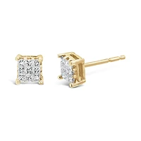 10K Yellow Gold Princessa 0.25CTW Diamond Earrings