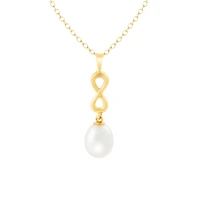10K Yellow Gold 7-8mm Pearl Infinity Pendant