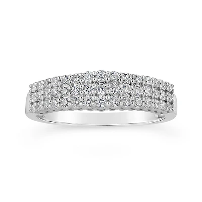 10K White Gold Three Row 0.50CTW Diamond Band