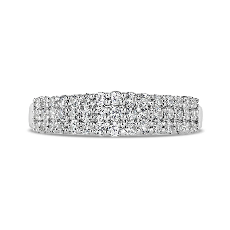10K White Gold Three Row 0.50CTW Diamond Band