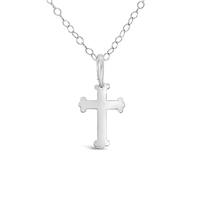 10K White Gold 17mm Cross Pendant Necklace