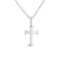 10K White Gold 17mm Cross Pendant Necklace