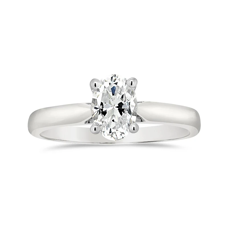 14K White Gold Oval Cut Diamond Solitaire Ring 1.00CT I2/I