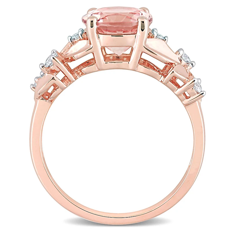 Julianna B 10K Rose Gold Morganite & Diamond Ring