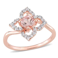 Julianna B Sterling Silver Morganite & White Topaz Ring