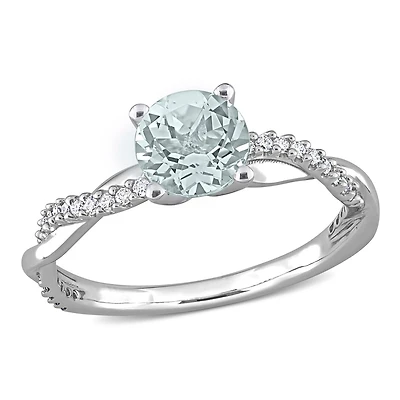 Julianna B 14K White Gold Aquamarine & Diamond Fashion Ring