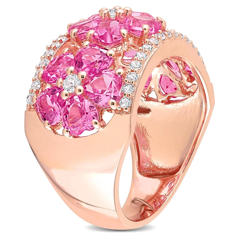 Julianna B Sterling Silver Created Pink Sapphire & Created White Sapphire Ring