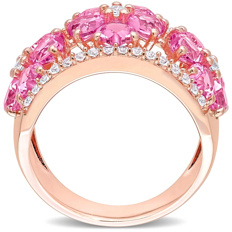 Julianna B Sterling Silver Created Pink Sapphire & Created White Sapphire Ring