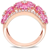 Julianna B Sterling Silver Created Pink Sapphire & Created White Sapphire Ring