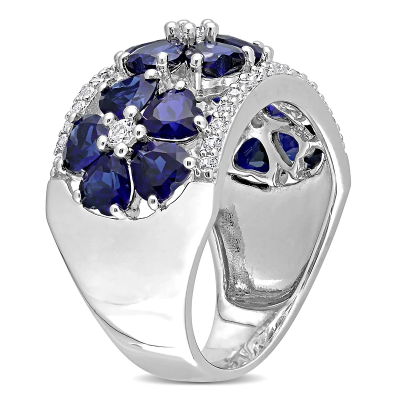 Julianna B Sterling Silver Created Blue Sapphire & White Ring