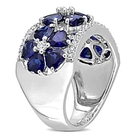Julianna B Sterling Silver Created Blue Sapphire & White Ring