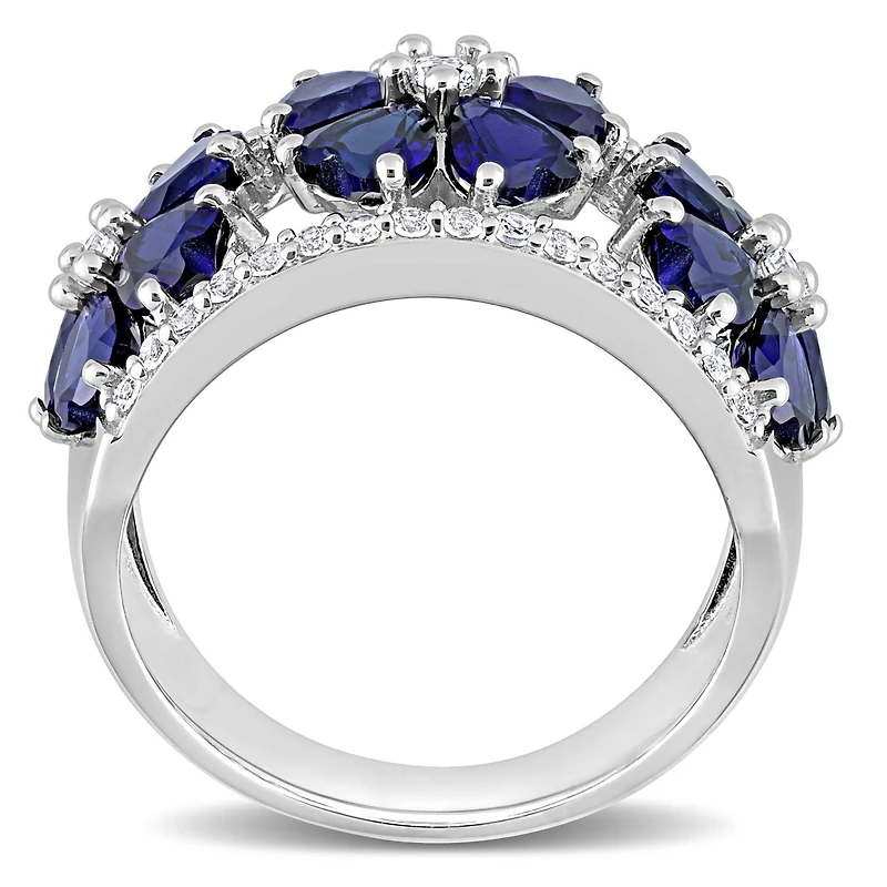 Julianna B Sterling Silver Created Blue Sapphire & White Ring