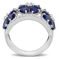 Julianna B Sterling Silver Created Blue Sapphire & White Ring