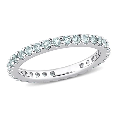 Julianna B 10K White Gold Aquamarine Eternity Ring