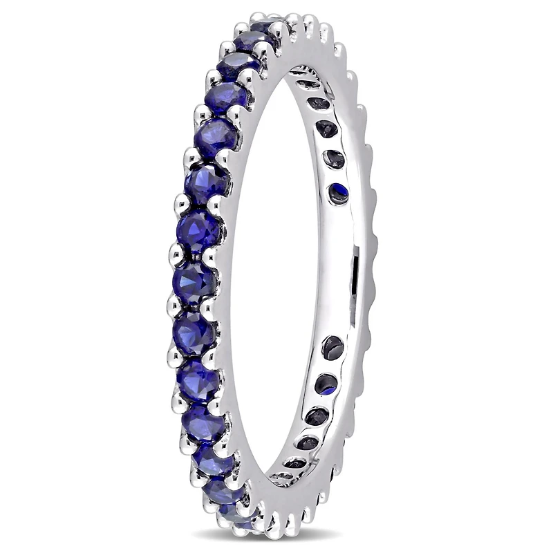 Julianna B 10K White Gold Crated Blue Sapphire Eternity Ring