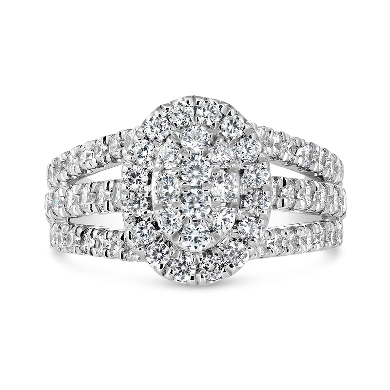 10K White Gold Oval Shaped Fashion Ring 1.50CTW I2/IJ