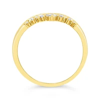 10K Yellow Gold Stackable 0.15CTW Chevron Band