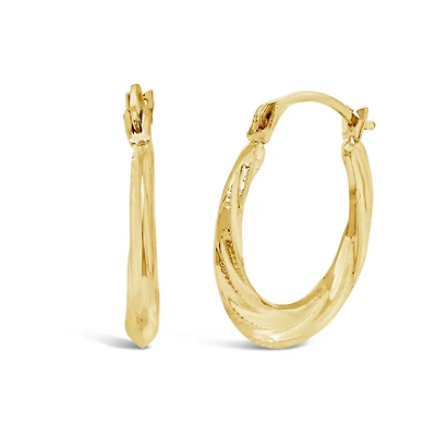 14K Yellow Gold 17mm Round Textured Creole