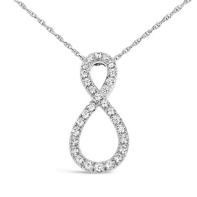 10K White Gold 0.50CTW Diamond Infinity Pendant