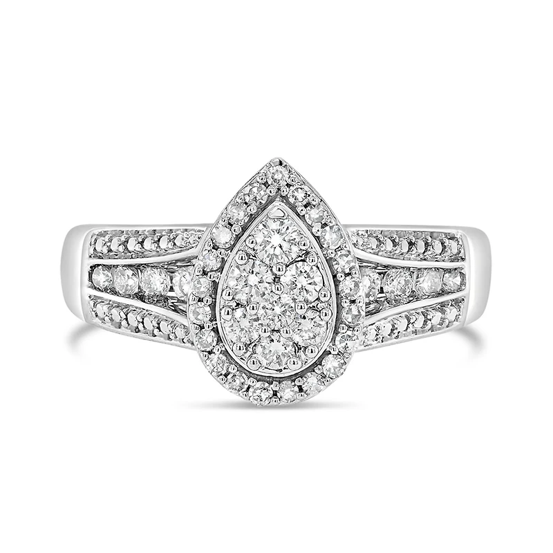 10K White Gold 0.50CTW Diamond Fashion Pear Shape Ring