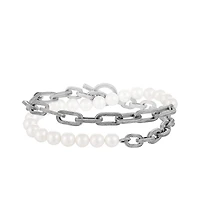 Sterling Silver 8-9mm White Freshwater Pearl Bracelet