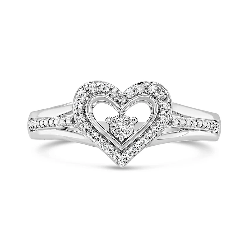 Sterling Silver Diamond Heart Promise Ring