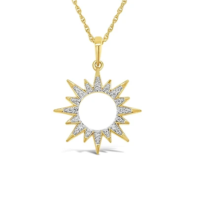 10K Yellow Gold Diamond Sun Pendant