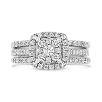 10K White Gold Diamond Three Piece Bridal Set 1.00CTW I2/HIJ