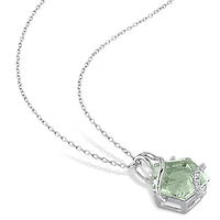Julianna B Sterling Silver Green Quartz & Diamond Pendant
