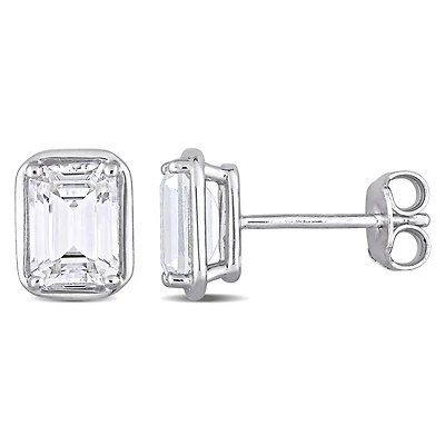 Julianna B Sterling Silver Created White Sapphire Stud Earrings