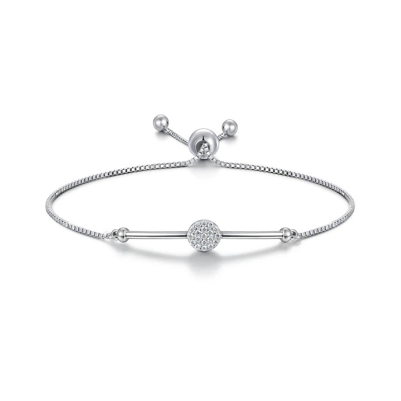 Sterling Silver Cubic Zirconia Bolo Bracelet
