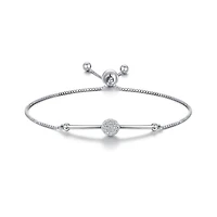 Sterling Silver Cubic Zirconia Bolo Bracelet