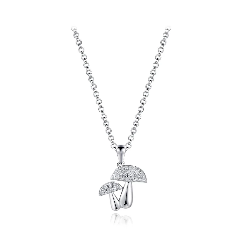 Sterling Silver 19" Cubic Zirconia Mushroom Pendant