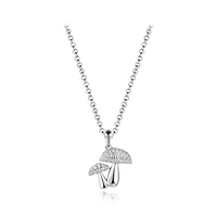 Sterling Silver 19" Cubic Zirconia Mushroom Pendant