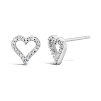 Sterling Silver 0.14CTW Diamond Heart Earrings