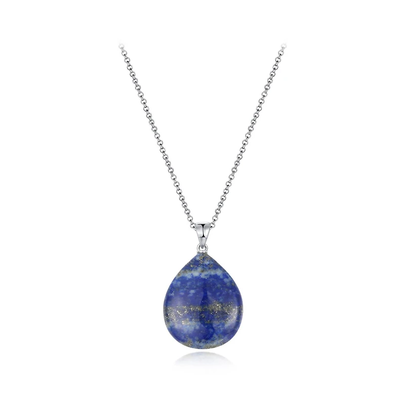 Sterling Silver 19" Lapis Pendant