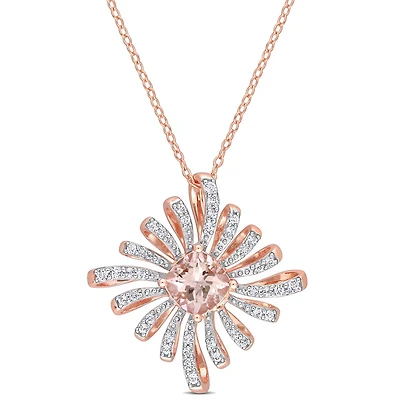 Julianna B Sterling Silver Rose Plated Morganite and White Topaz Necklace
