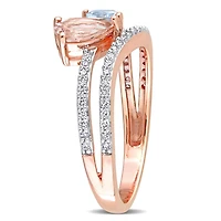 Julianna B 10K Rose Gold Morganite and Aquamarine Diamond Ring