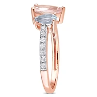 Julianna B 10K Rose Gold Aquamarine and Morganite White Topaz Ring
