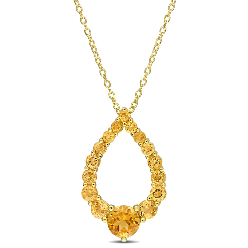 Julianna B Sterling Silver 18K Gold Plated Citrine 18" Teardrop Pendant