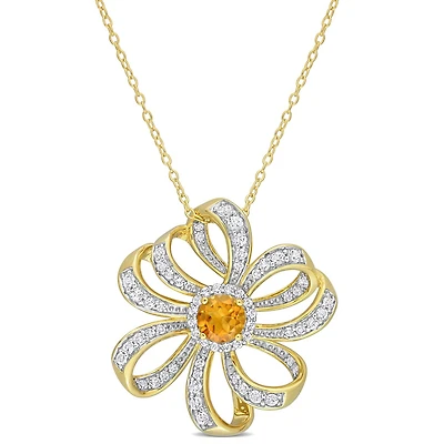 Julianna B Sterling Silver 18K Yellow Gold Plated Citrine & White Topaz Necklace