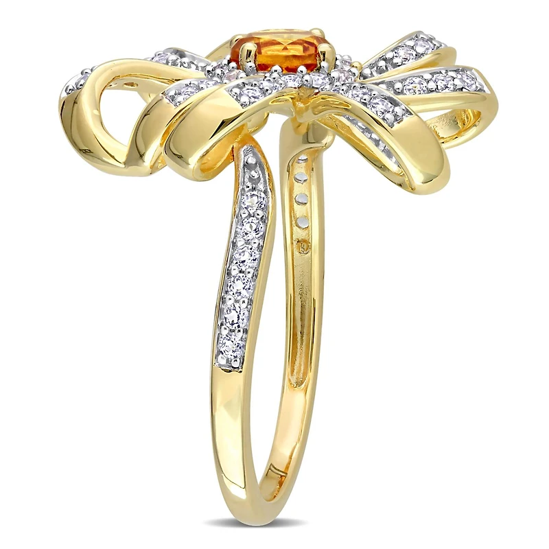 Julianna B Sterling Silver 18K Yellow Gold Plated Citrine and White Topaz Ring