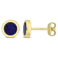 Julianna B Yellow Plated Sterling Silver Lapis Fashion Post Earrings